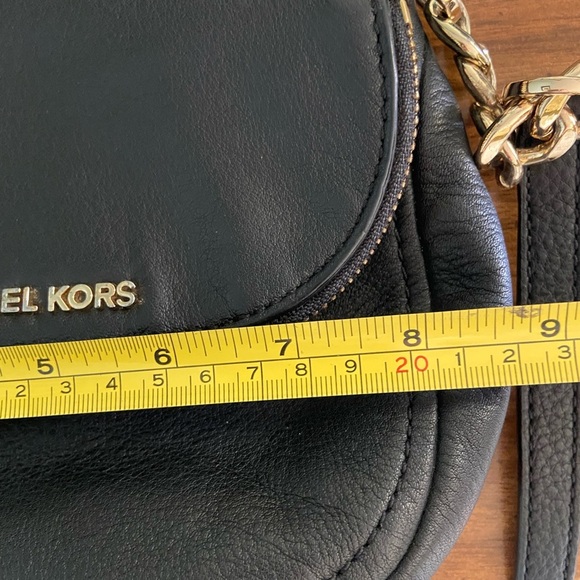 MICHAEL KORS Bedford Black Pebbled Leather Flap Crossbody Bag Purse $178 - Picture 11 of 14